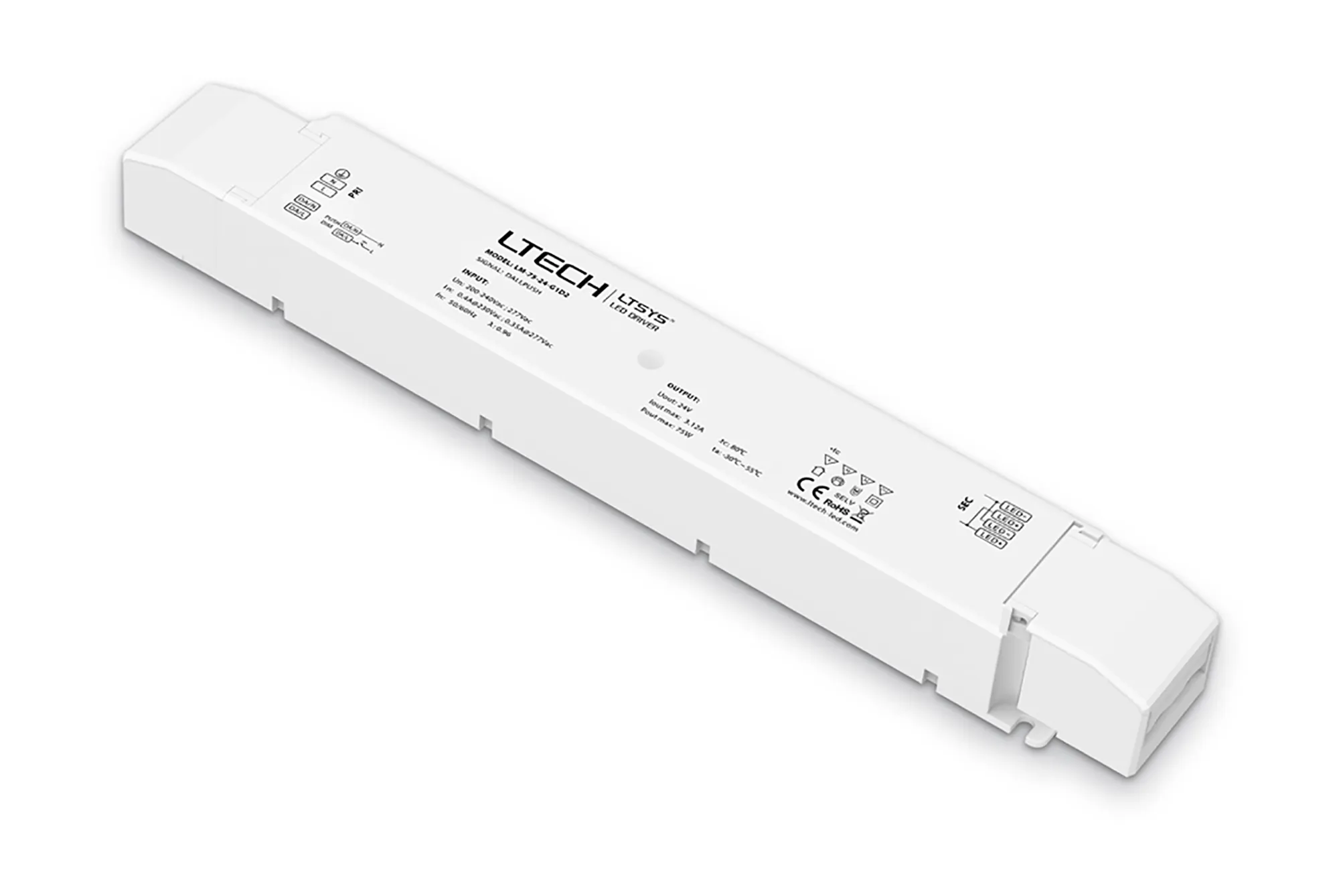 LM-75-24-G1D2  DALI Push Dim PWM 75W C. Voltage Linear Dimmable Driver 24V